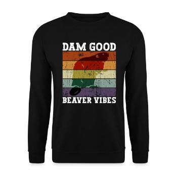 Barrage Good Beaver Vibes - Lustiger Biber - Sweat-shirt Unisexe - noir - Devant - Alina (178cm) & Michal (187cm)