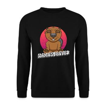 Namasbeaver - Yoga Lustiger Biber - Unisex Pullover - Schwarz - Vorne - Alina (178cm) & Michal (187cm)