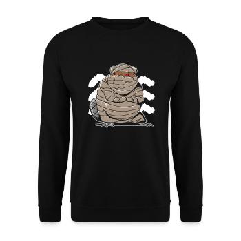 Biber als Mumie verkleidet - Halloween Biber - Unisex Pullover - Schwarz - Vorne - Alina (178cm) & Michal (187cm)