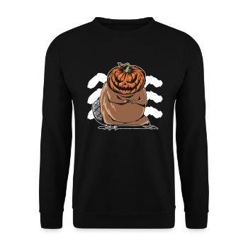 Castor à tête de citrouille - Castor d’Halloween - Sweat-shirt Unisexe - noir - Devant - Alina (178cm) & Michal (187cm)