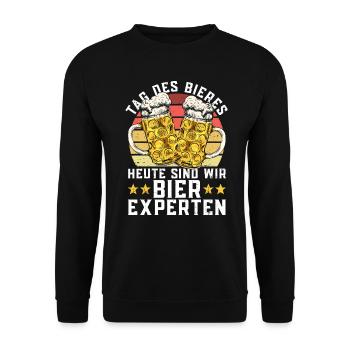 Tag Des Bieres Heute Sind Wir Bier-Experten - Bier - Unisex Pullover - Schwarz - Vorne - Alina (178cm) & Michal (187cm)