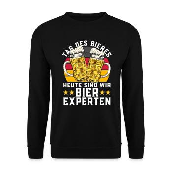 Tag Des Bieres Heute Sind Wir Bier-Experten - Bier - Unisex Pullover - Schwarz - Vorne - Alina (178cm) & Michal (187cm)