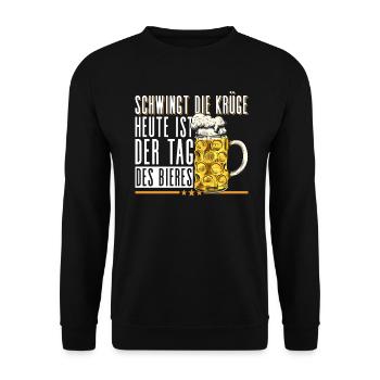 Schwingt Die Krüge Heute Ist Der Tag Des Bieres - Unisex Pullover - Schwarz - Vorne - Alina (178cm) & Michal (187cm)