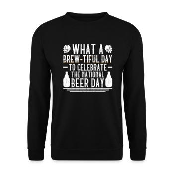 Bier Tag Tag des Bieres Bierliebhaber Biertrinker - Unisex Pullover - Schwarz - Vorne - Alina (178cm) & Michal (187cm)