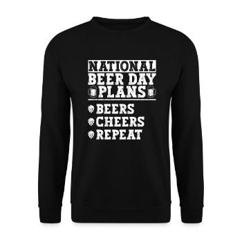 Bier Tag Tag des Bieres Bierliebhaber Biertrinker - Unisex Pullover - Schwarz - Vorne - Alina (178cm) & Michal (187cm)