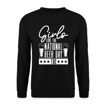 Bier Tag Tag des Bieres Bierliebhaber Biertrinker - Unisex Pullover - Schwarz - Vorne - Alina (178cm) & Michal (187cm)