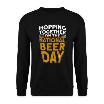 Bier Tag Tag des Bieres Bierliebhaber Biertrinker - Unisex Pullover - Schwarz - Vorne - Alina (178cm) & Michal (187cm)