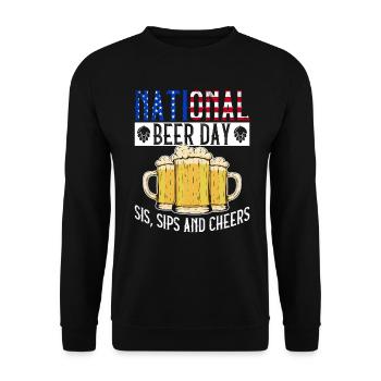 Bier Tag Tag des Bieres Bierliebhaber Biertrinker - Unisex Pullover - Schwarz - Vorne - Alina (178cm) & Michal (187cm)