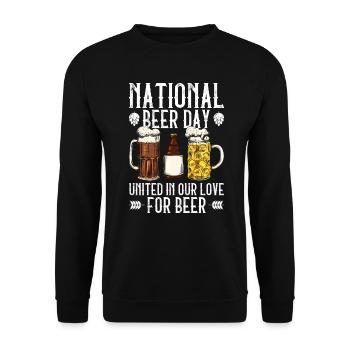 Bier Tag Tag des Bieres Bierliebhaber Biertrinker - Unisex Pullover - Schwarz - Vorne - Alina (178cm) & Michal (187cm)