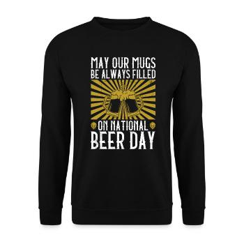 Bier Tag Tag des Bieres Bierliebhaber Biertrinker - Unisex Pullover - Schwarz - Vorne - Alina (178cm) & Michal (187cm)