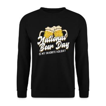 Bier Tag Tag des Bieres Bierliebhaber Biertrinker - Unisex Pullover - Schwarz - Vorne - Alina (178cm) & Michal (187cm)