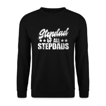 Stiefvater Vatertag Stiefpapa Geschenk Spruch - Unisex Pullover - Schwarz - Vorne - Alina (178cm) & Michal (187cm)