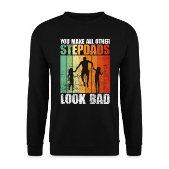 Stepfather Father's Day Stepdaddy Gift Quote - Unisex Sweatshirt - black - Front - Alina (178cm) & Michal (187cm)