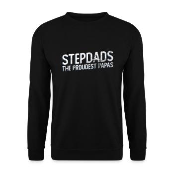 Stiefvater Vatertag Stiefpapa Geschenk Spruch - Unisex Pullover - Schwarz - Vorne - Alina (178cm) & Michal (187cm)