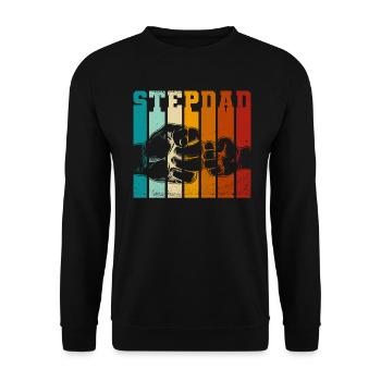 Stiefvater Vatertag Stiefpapa Geschenk Spruch - Unisex Pullover - Schwarz - Vorne - Alina (178cm) & Michal (187cm)
