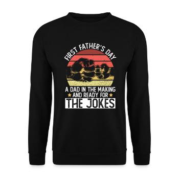 Erster Vatertag Papa Erstes Mal Papa Geschenk - Unisex Pullover - Schwarz - Vorne - Alina (178cm) & Michal (187cm)