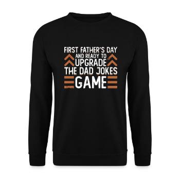 Erster Vatertag Papa Erstes Mal Papa Geschenk - Unisex Pullover - Schwarz - Vorne - Alina (178cm) & Michal (187cm)