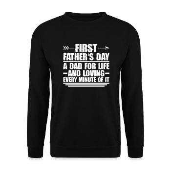 Erster Vatertag Papa Erstes Mal Papa Geschenk - Unisex Pullover - Schwarz - Vorne - Alina (178cm) & Michal (187cm)