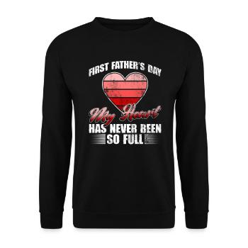 Erster Vatertag Papa Erstes Mal Papa Geschenk - Unisex Pullover - Schwarz - Vorne - Alina (178cm) & Michal (187cm)