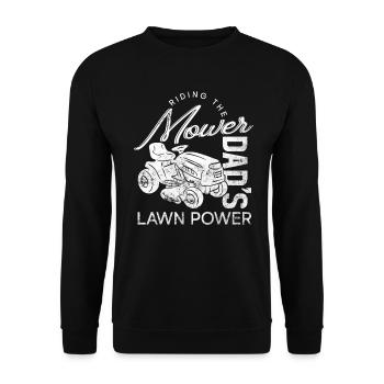 Tonte de pelouse Drôle de papa Fête des pères Tondeuse à gazon Pelouse - Sweat-shirt Unisexe - noir - Devant - Alina (178cm) & Michal (187cm)
