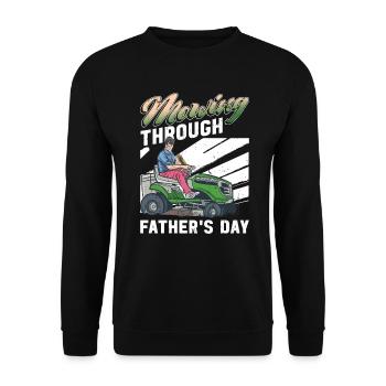 Tonte de pelouse Drôle de papa Fête des pères Tondeuse à gazon Pelouse - Sweat-shirt Unisexe - noir - Devant - Alina (178cm) & Michal (187cm)