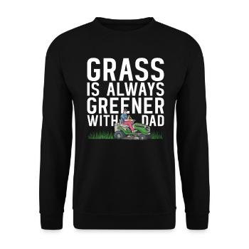 Tonte de pelouse Drôle de papa Fête des pères Tondeuse à gazon Pelouse - Sweat-shirt Unisexe - noir - Devant - Alina (178cm) & Michal (187cm)