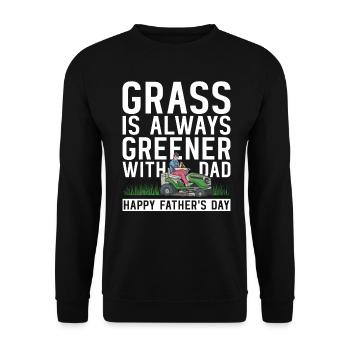 Tonte de pelouse Drôle de papa Fête des pères Tondeuse à gazon Pelouse - Sweat-shirt Unisexe - noir - Devant - Alina (178cm) & Michal (187cm)