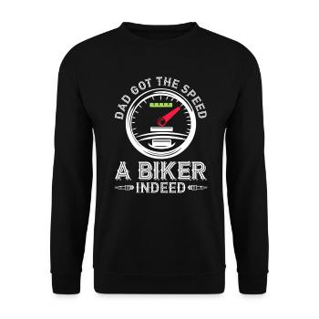 Motorrad Fahrer Biker Papa Lustig Vatertag - Unisex Pullover - Schwarz - Vorne - Alina (178cm) & Michal (187cm)