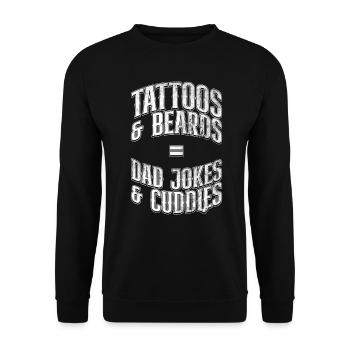 Tattoos & Beards = Dad Jokes & Pets - Unisex Sweatshirt - black - Front - Alina (178cm) & Michal (187cm)