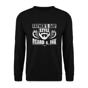 Barbe et encre style fête des pères - Tatouage de fête des pères - Sweat-shirt Unisexe - noir - Devant - Alina (178cm) & Michal (187cm)