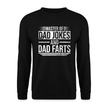 Meister der Papa-Witze und Papa-Furze - - Unisex Pullover - Schwarz - Vorne - Alina (178cm) & Michal (187cm)