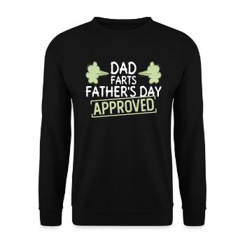 Dad Farts Vatertag Genehmigt - Vatertag Fart - Unisex Pullover - Schwarz - Vorne - Alina (178cm) & Michal (187cm)