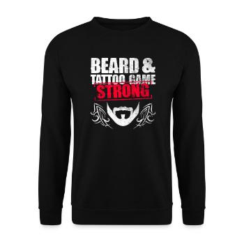 Bart & Tattoo Game Strong - Vatertag Tattoo - Unisex Pullover - Schwarz - Vorne - Alina (178cm) & Michal (187cm)