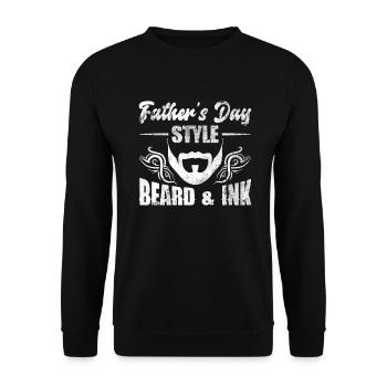 Barbe et encre style fête des pères - Tatouage de fête des pères - Sweat-shirt Unisexe - noir - Devant - Alina (178cm) & Michal (187cm)