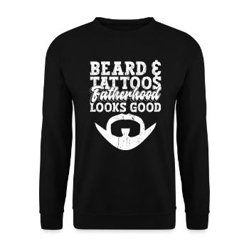 Bart & Tattoos, Vaterschaft sieht gut aus - Tattoo - Unisex Pullover - Schwarz - Vorne - Alina (178cm) & Michal (187cm)