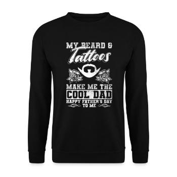 Mein Bart & Tattoos machen mich zum coolen Dad - Unisex Pullover - Schwarz - Vorne - Alina (178cm) & Michal (187cm)
