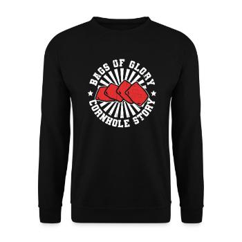 Sacs de gloire, Cornhole Story - Drôle de trou de maïs - Sweat-shirt Unisexe - noir - Devant - Alina (178cm) & Michal (187cm)