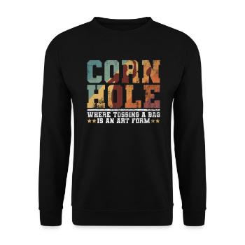 Cornhole Player Blind Hole - Funny Cornhole - Unisex Sweatshirt - black - Front - Alina (178cm) & Michal (187cm)