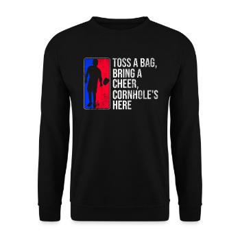 Cornhole Player Blind Hole - Funny Cornhole - Unisex Sweatshirt - black - Front - Alina (178cm) & Michal (187cm)