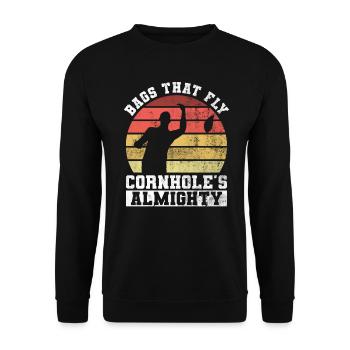 Cornhole Player Blind Hole - Funny Cornhole - Unisex Sweatshirt - black - Front - Alina (178cm) & Michal (187cm)