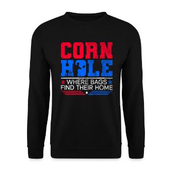 Cornhole Player Blind Hole - Funny Cornhole - Unisex Sweatshirt - black - Front - Alina (178cm) & Michal (187cm)