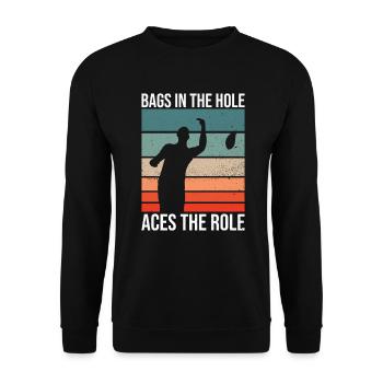 Cornhole Player Blind Hole - Funny Cornhole - Unisex Sweatshirt - black - Front - Alina (178cm) & Michal (187cm)