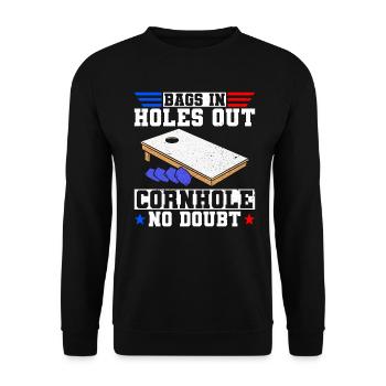 Cornhole Player Blind Hole - Funny Cornhole - Unisex Sweatshirt - black - Front - Alina (178cm) & Michal (187cm)
