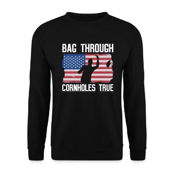 Sack through, corn holes true - Drôle de trou de maïs - Sweat-shirt Unisexe - noir - Devant - Alina (178cm) & Michal (187cm)