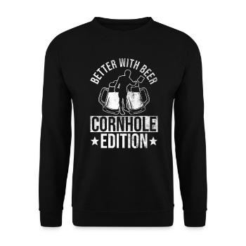 Cornhole Player Beer - Fun Cornhole - Unisex Sweatshirt - black - Front - Alina (178cm) & Michal (187cm)