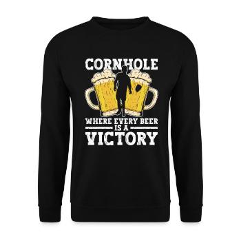 Cornhole Player Beer - Fun Cornhole - Unisex Sweatshirt - black - Front - Alina (178cm) & Michal (187cm)