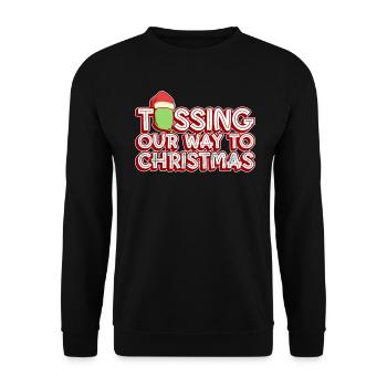 Cornhole Spieler Weihnachten - Lustige Cornhole - Unisex Pullover - Schwarz - Vorne - Alina (178cm) & Michal (187cm)