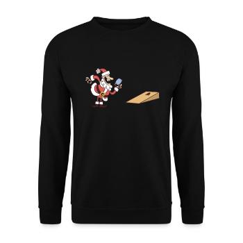 Cornhole Spieler Weihnachten - Lustige Cornhole - Unisex Pullover - Schwarz - Vorne - Alina (178cm) & Michal (187cm)