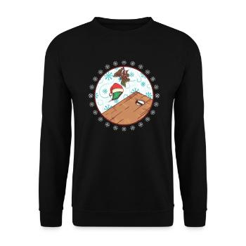 Cornhole Spieler Weihnachten - Lustige Cornhole - Unisex Pullover - Schwarz - Vorne - Alina (178cm) & Michal (187cm)