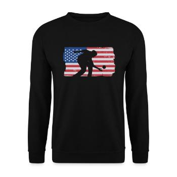 Bocce Ball Spieler USA Flagge - Bocce Ball - Unisex Pullover - Schwarz - Vorne - Alina (178cm) & Michal (187cm)